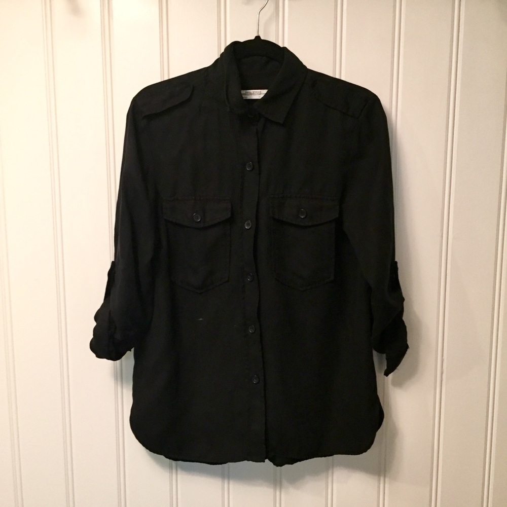 zara women premium denim collection black shirt